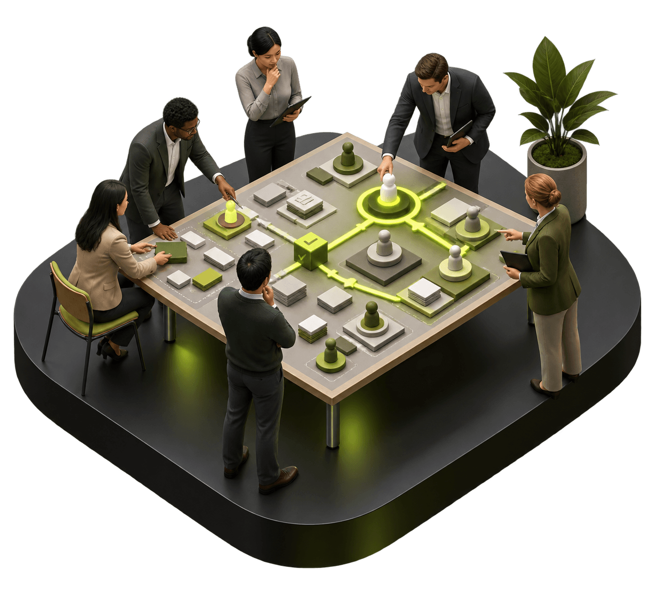 Leaders realign roles and ownership around one clear decision route.