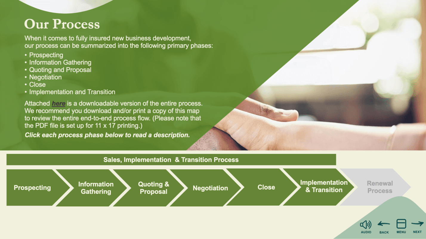 Delivered visual learning pathway showing how a complicated process becomes an ordered set of performance decisions.