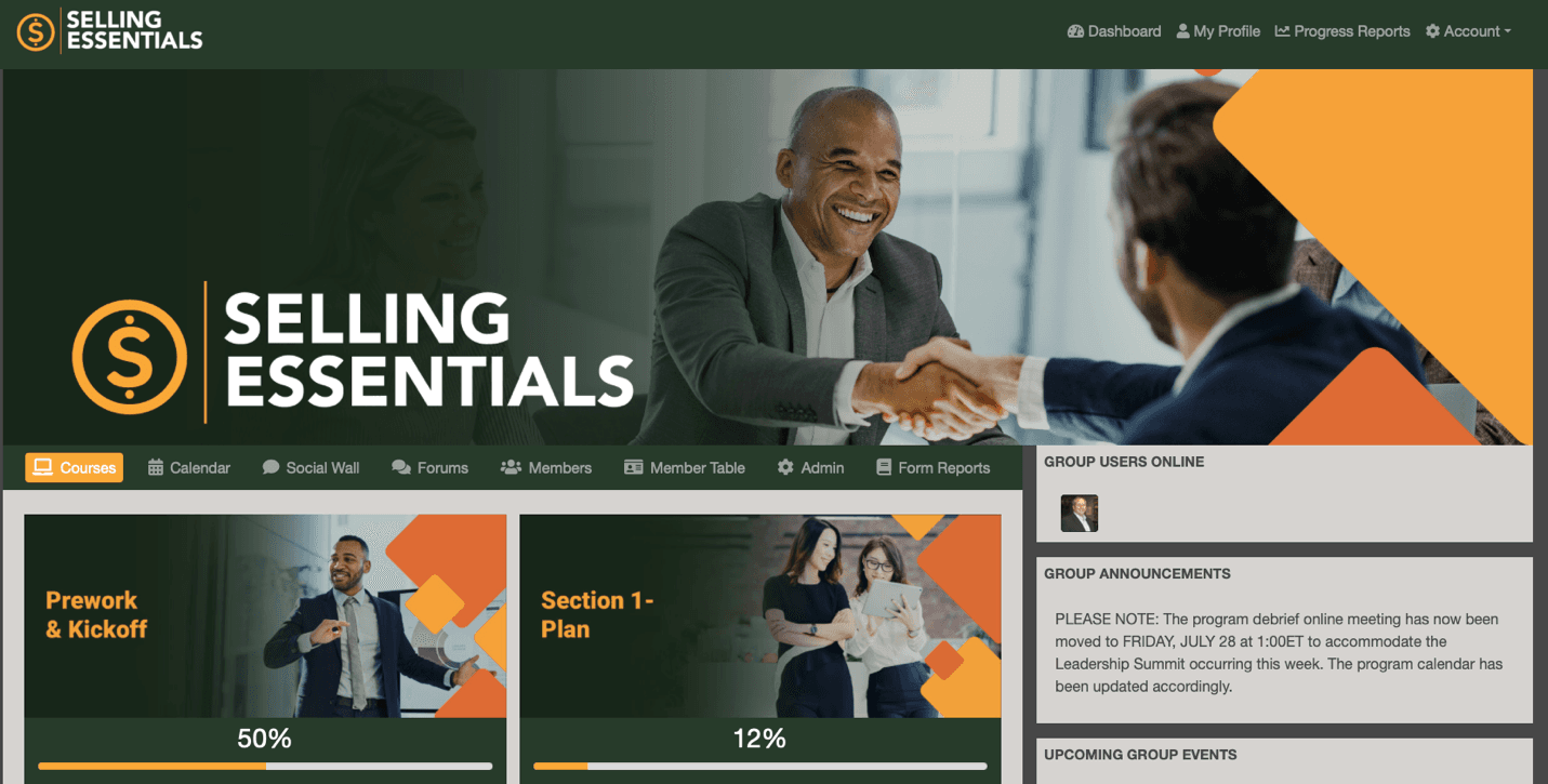 Client-approved SDI learning portal showing a connected performance journey rather than a disconnected course catalog